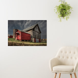 Farms Red Wooden Barn in Michigan Foam Board