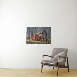 Farms Red Wooden Barn in Michigan Tapestry