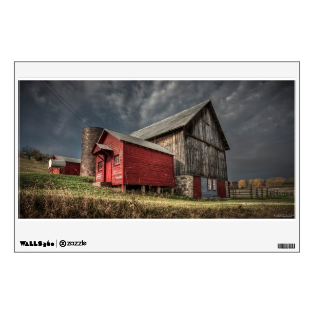 Farms | Red Wooden Barn in Michigan Wall Decal (Front)