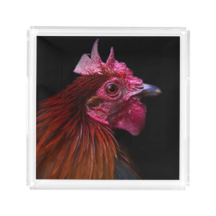Farms Rooster Head Shot Acrylic Tray