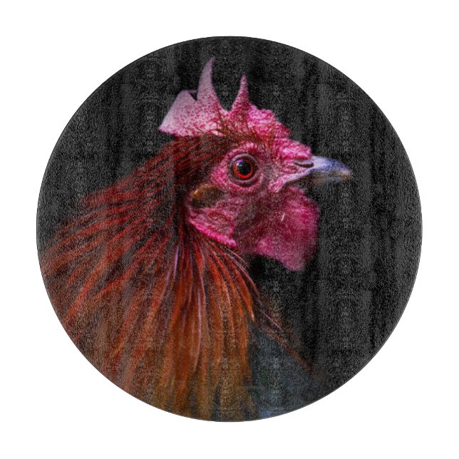 Farms | Rooster Head Shot Cutting Board (Front)