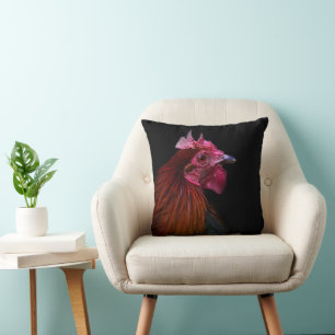 Farms   Rooster Head Shot Throw Pillow