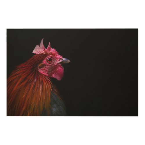 Farms  Rooster Head Shot Wood Wall Art