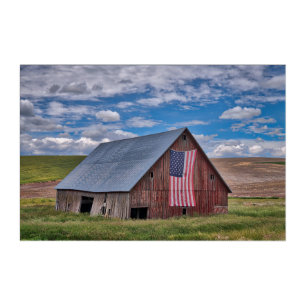 Farms Rustic Red Barn With American Flag Acrylic Print