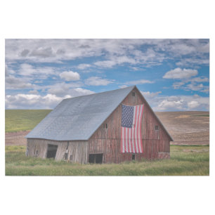 Farms Rustic Red Barn With American Flag Gallery Wrap