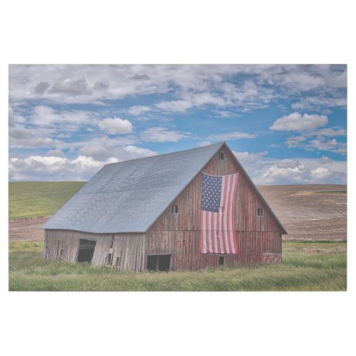 Farms  Rustic Red Barn With American Flag Gallery Wrap