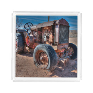 Farms | Rusty Antique Tractor Acrylic Tray