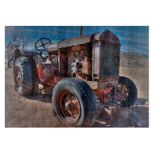 Farms  Rusty Antique Tractor Cutting Board