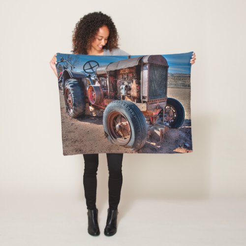 Farms  Rusty Antique Tractor Fleece Blanket