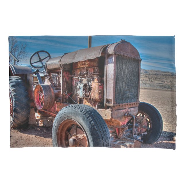 Farms | Rusty Antique Tractor Pillow Case (Front)
