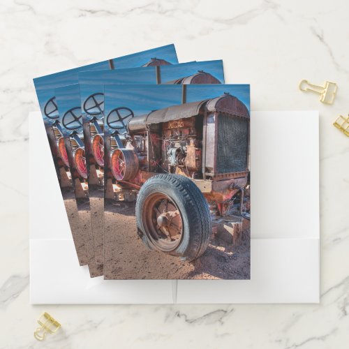 Farms  Rusty Antique Tractor Pocket Folder