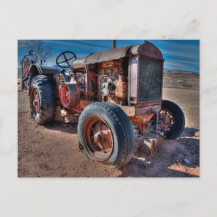 Farms Rusty Antique Tractor Postcard