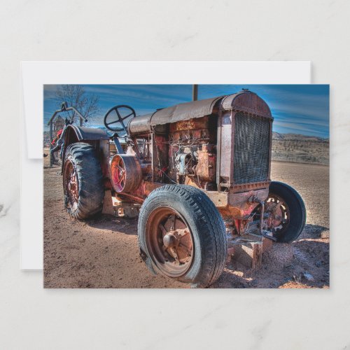 Farms  Rusty Antique Tractor Thank You Card