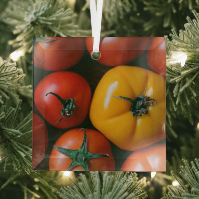 Farms | Shiny Red & Yellow Tomatoes Glass Ornament (Insitu)