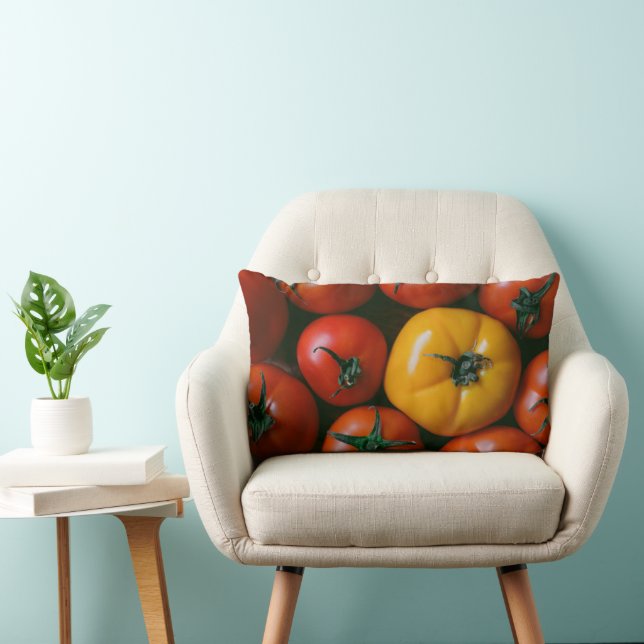 Farms | Shiny Red & Yellow Tomatoes Lumbar Pillow (Chair)
