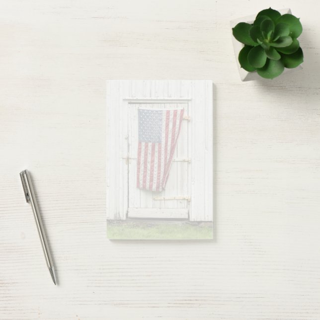 Farms | White Barn Door With American Flag Post-it Notes (Office)