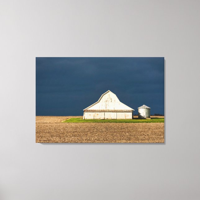 Farms | White Barn & Silo Canvas Print (Front)