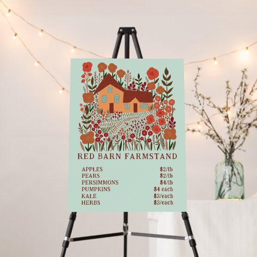FARMSTAND Farmers Market PRICE LIST Farmhouse  Foam Board