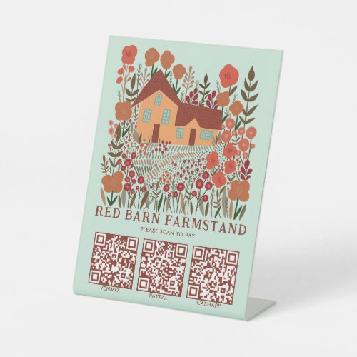 FARMSTAND Farmers Market SCAN TO PAY QR Farmhouse Pedestal Sign