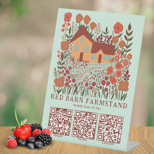 FARMSTAND Farmers Market SCAN TO PAY QR Farmhouse Pedestal Sign