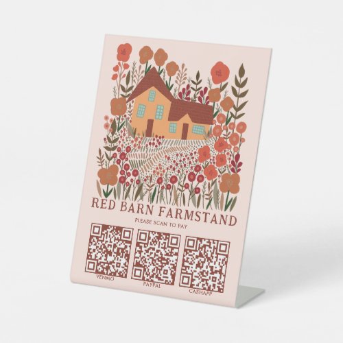 FARMSTAND Farmers Market SCAN TO PAY QR Farmhouse Pedestal Sign