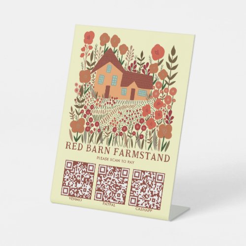 FARMSTAND Farmers Market SCAN TO PAY QR Farmhouse Pedestal Sign