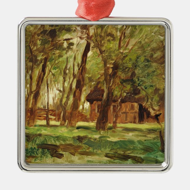 Farmstead under Trees Metal Ornament (Front)