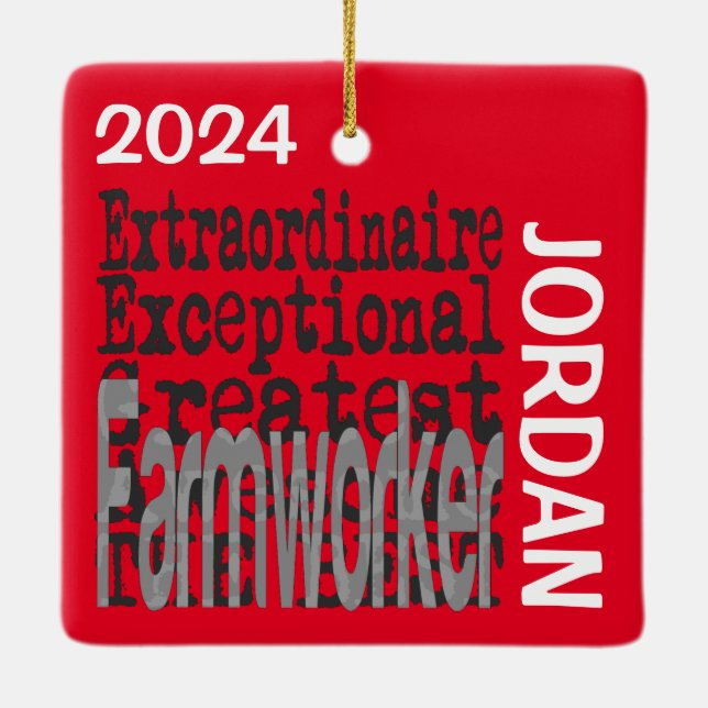 Farmworker Extraordinaire CUSTOM Ceramic Ornament (Back)