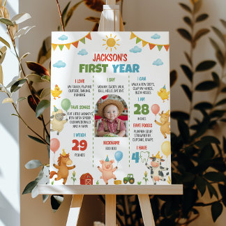 Farmyard Animal First Year Photo Milestone Poster