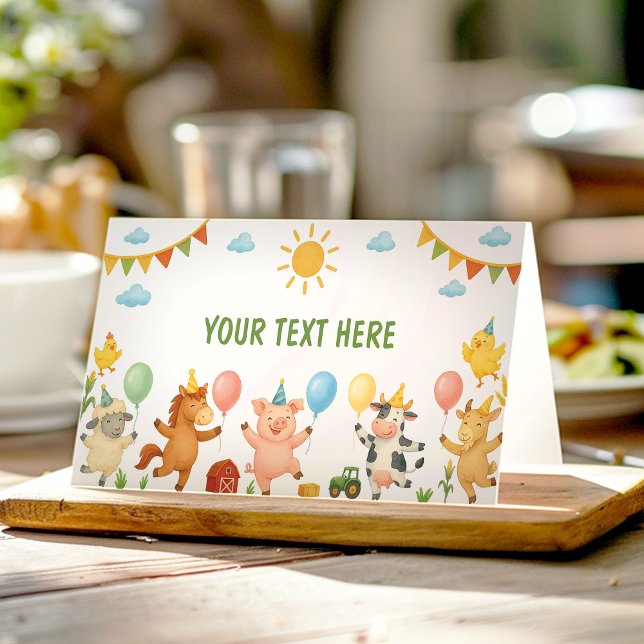 Farmyard Animals Birthday Party Food Tent Place Card (Creator Uploaded)