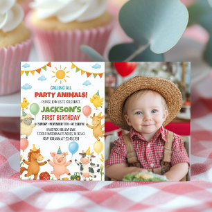 Farmyard Animals Birthday Party Photo Invitation
