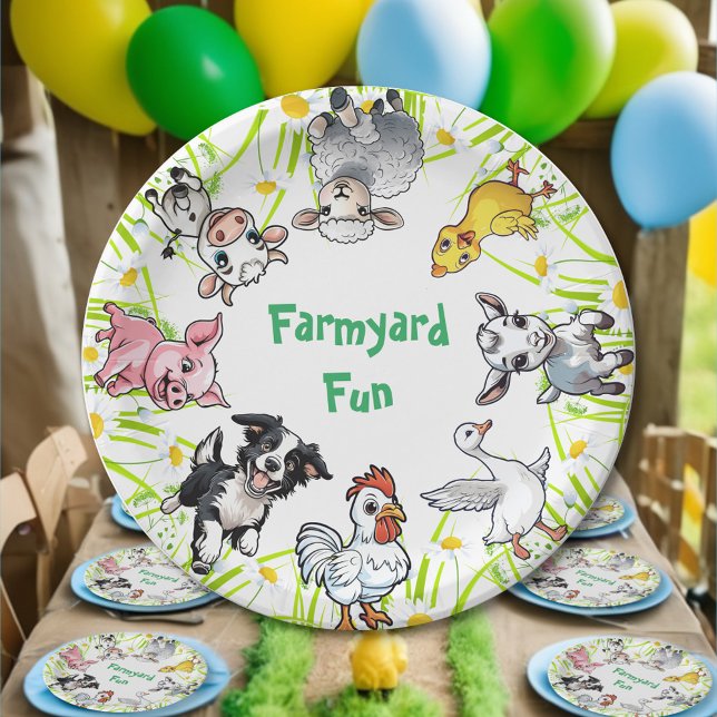 Farmyard Animals Fun Birthday Party Paper Plates (Creator Uploaded)