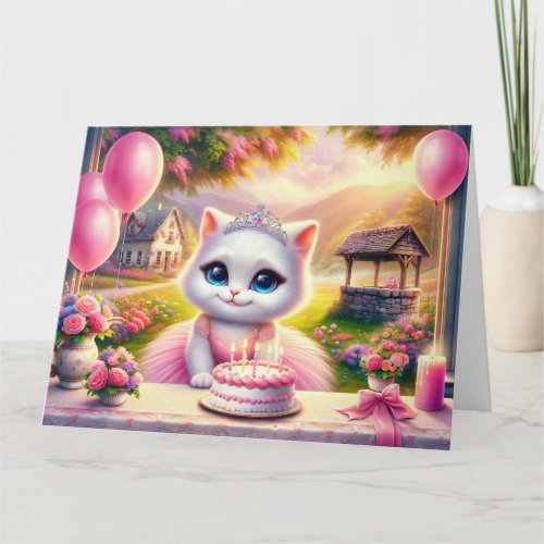 Farmyard Babies Birthday _ Pretty Kitten Pink Card