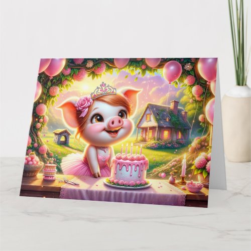 Farmyard Babies Birthday _ Pretty Piggy 002 Card