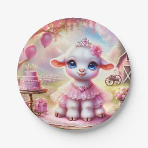 Farmyard Babies Birthday _ Sweet Baby Goat Pink Paper Plates