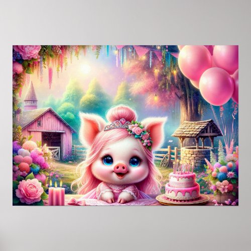 Farmyard Babies Birthday _ Sweet Piggy  Poster