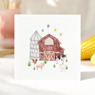 Farmyard Barnyard Farm Animals Birthday Party Napkins