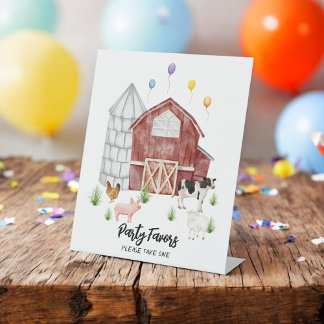 Farmyard Barnyard Farm Animals Birthday Party Pedestal Sign