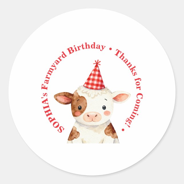  Farmyard Birthday Favor Bag Seal Editable (Front)