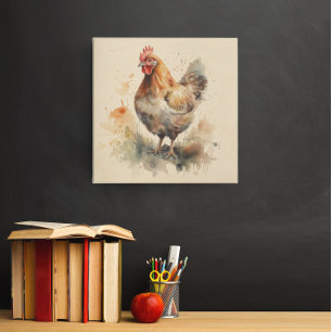 Farmyard Charm: Watercolor Chicken Art