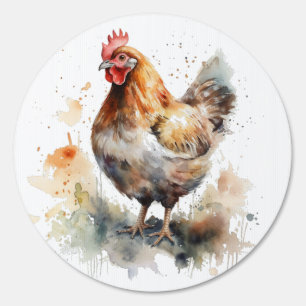 Farmyard Charm: Watercolor Chicken Art Sign