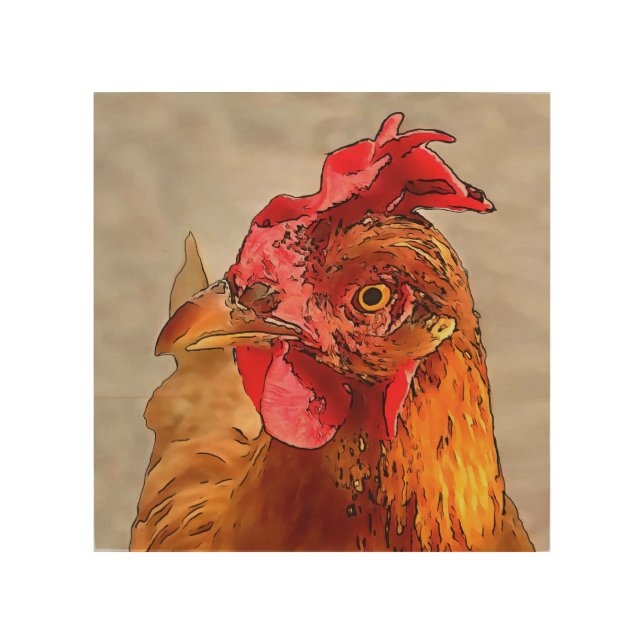 Farmyard Chicken Portrait Black Outline Art (Front)