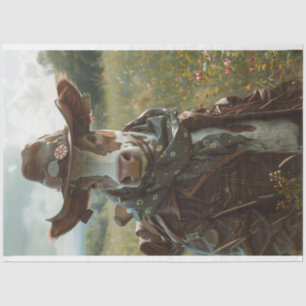 Farmyard Cow Farmhand Decoupage  Tissue Paper