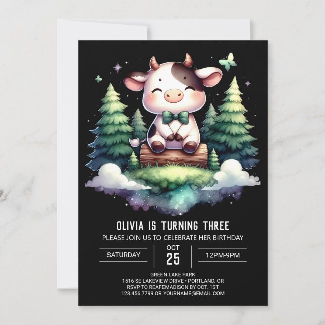 Farmyard Custom Cow Birthday Invitation (Front)