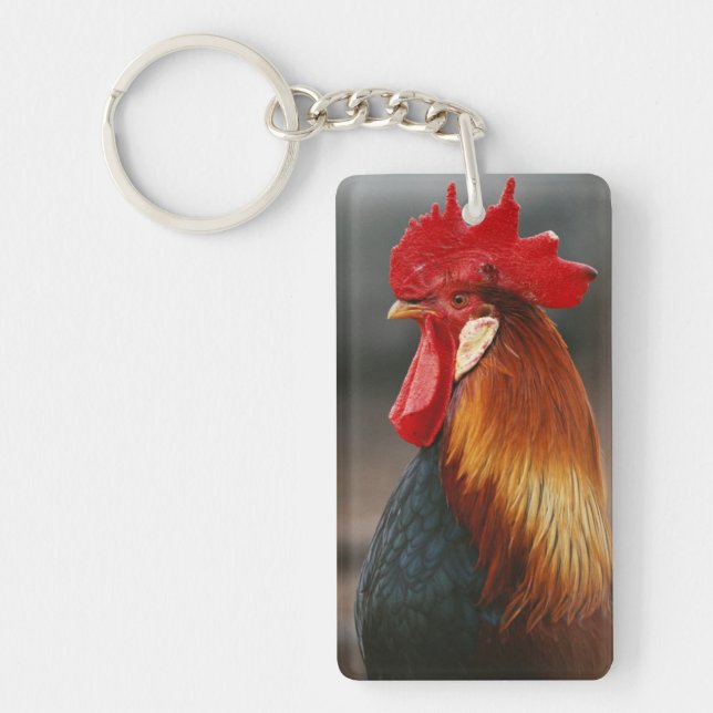 Farmyard Domestic Rooster Keychain (Front)