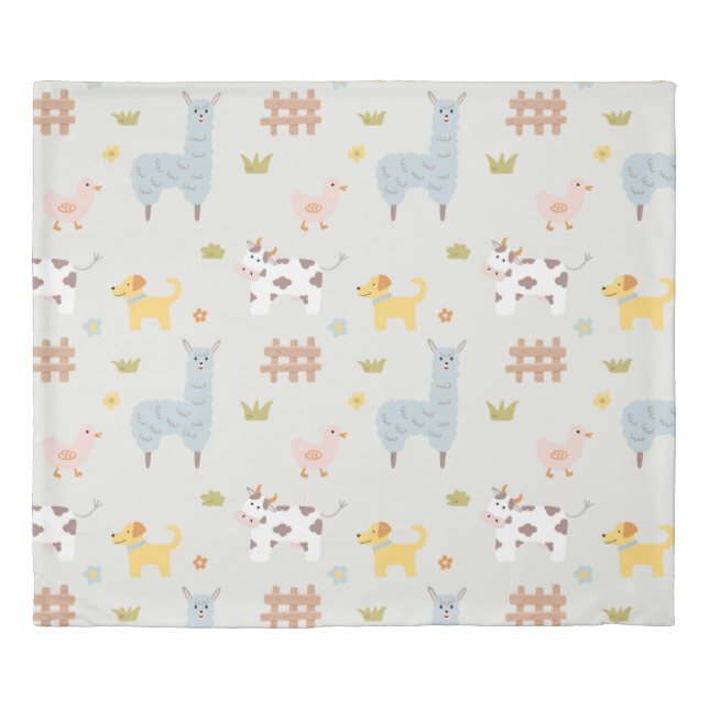 Farmyard Friends Pastel Duvet Cover (Front)