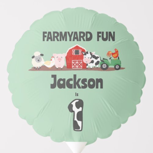 Farmyard Fun 1st Birthday Farm Animal Kids Party Balloon