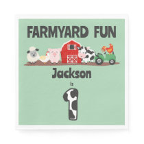 Farmyard Fun 1st Birthday Farm Animal Kids Party Napkins