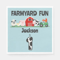 Farmyard Fun 1st Birthday Farm Animal Kids Party Napkins
