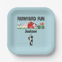Farmyard Fun 1st Birthday Farm Animal Kids Party Paper Plates